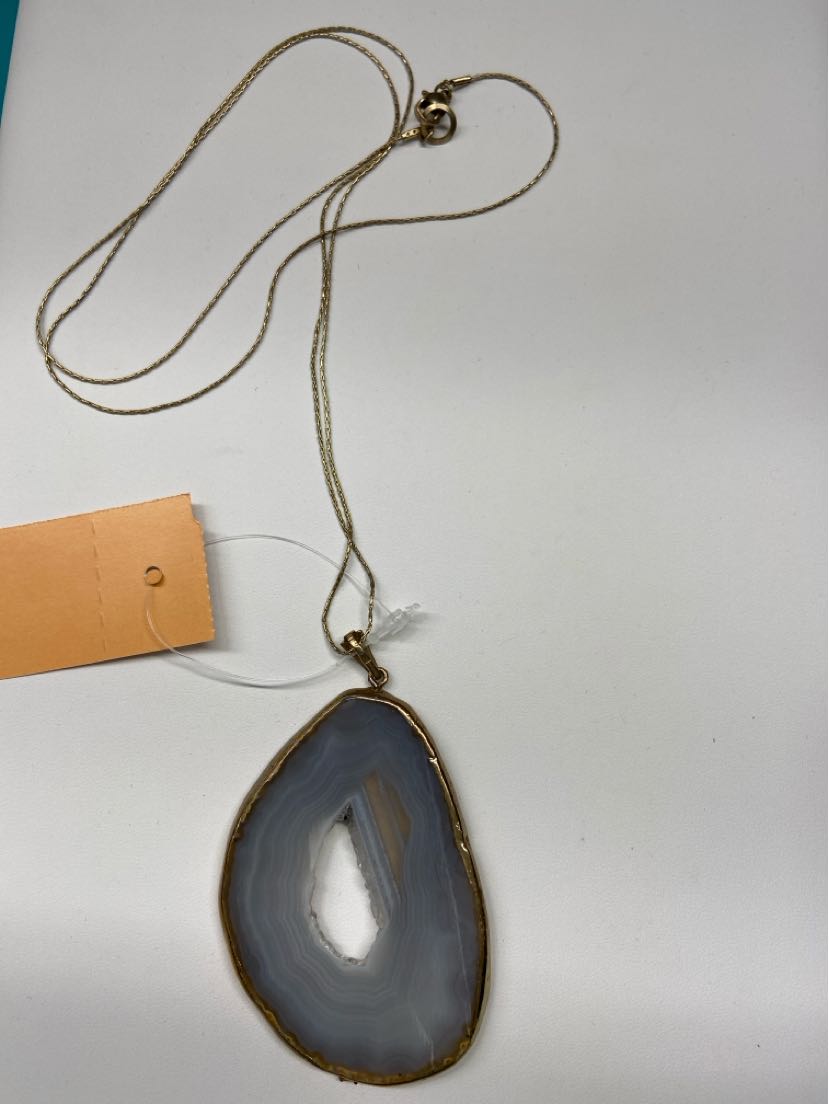 Gray Agate Pendant Necklace
