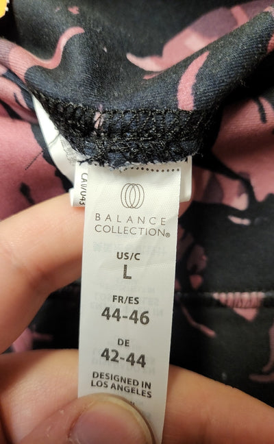 NWT Balance Women's Size L Black & Purple Floral Leggings