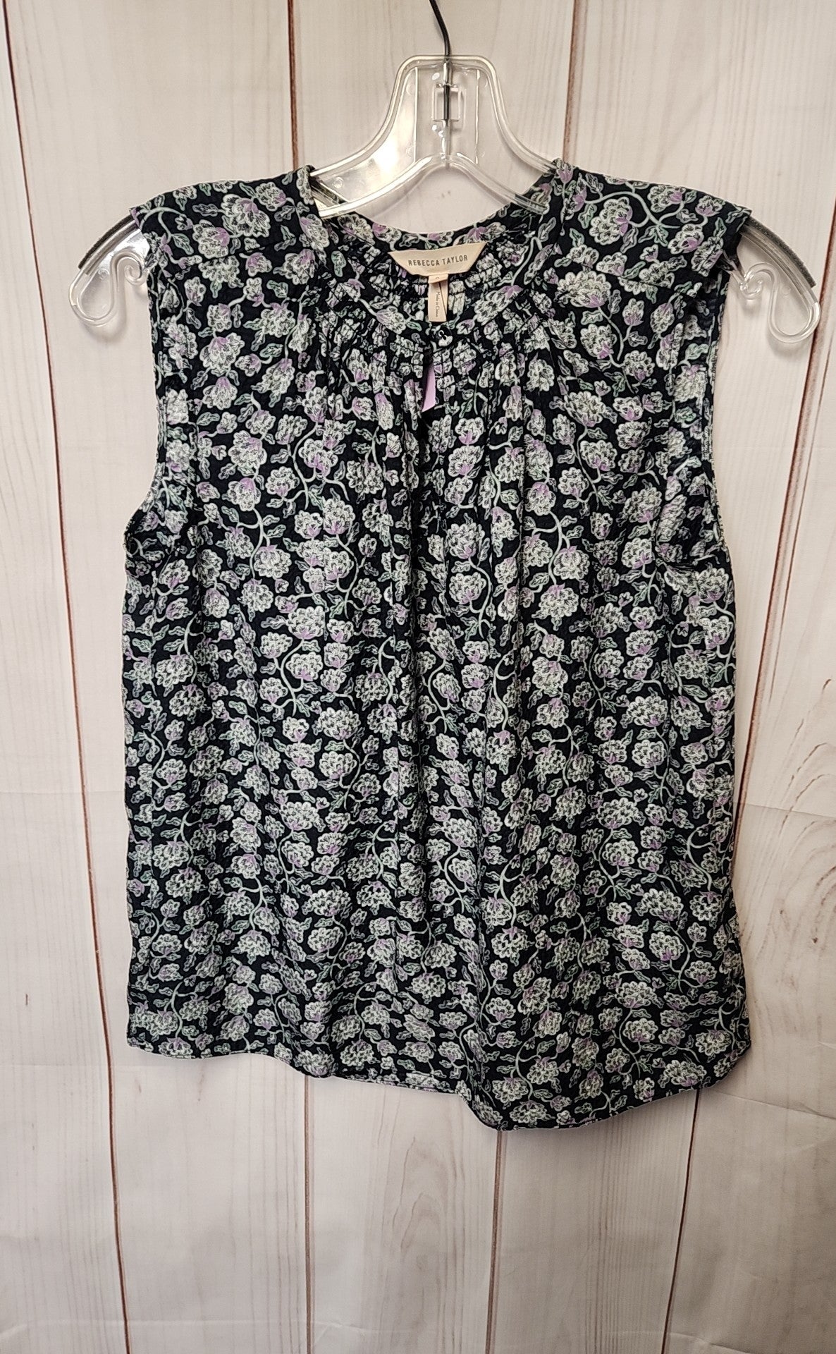 Rebecca Taylor Women's Size 0 Navy Floral Sleeveless Top