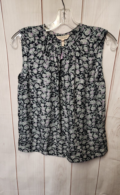 Rebecca Taylor Women's Size 0 Navy Floral Sleeveless Top
