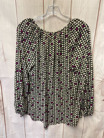 Chaus Women's Size L Black & White Polka Dot Long Sleeve Top
