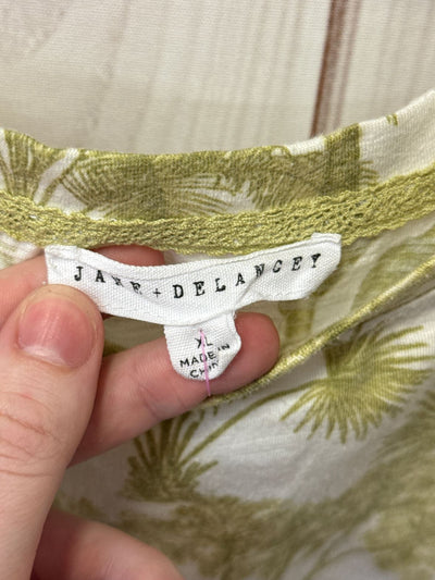 Jane & Delancey Women's Size XL White & Green Floral Short Sleeve Top