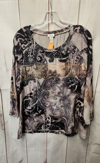 Chico's Women's Size 3 = US XL Purple 3/4 Sleeve Top