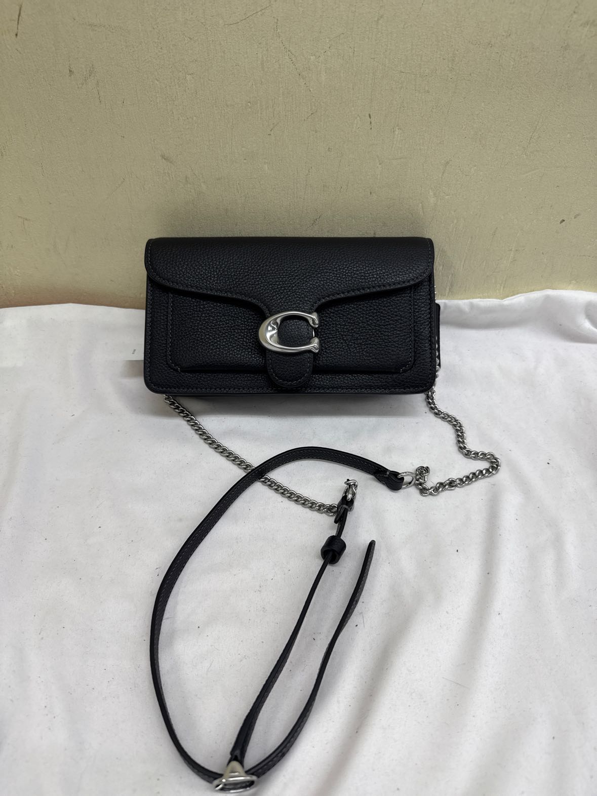 NWT Coach Tabby Chain Clutch Black Leather Purse Bag