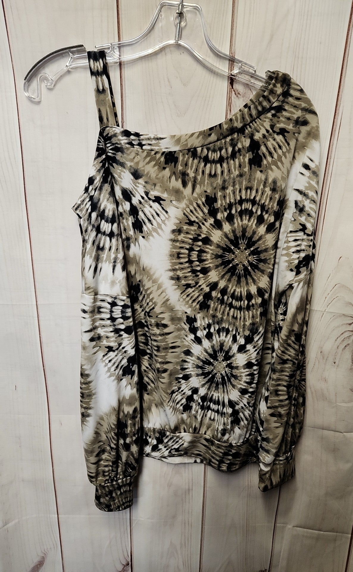 White Birch Women's Size M Brown Tie Dye Cold Shoulder Top