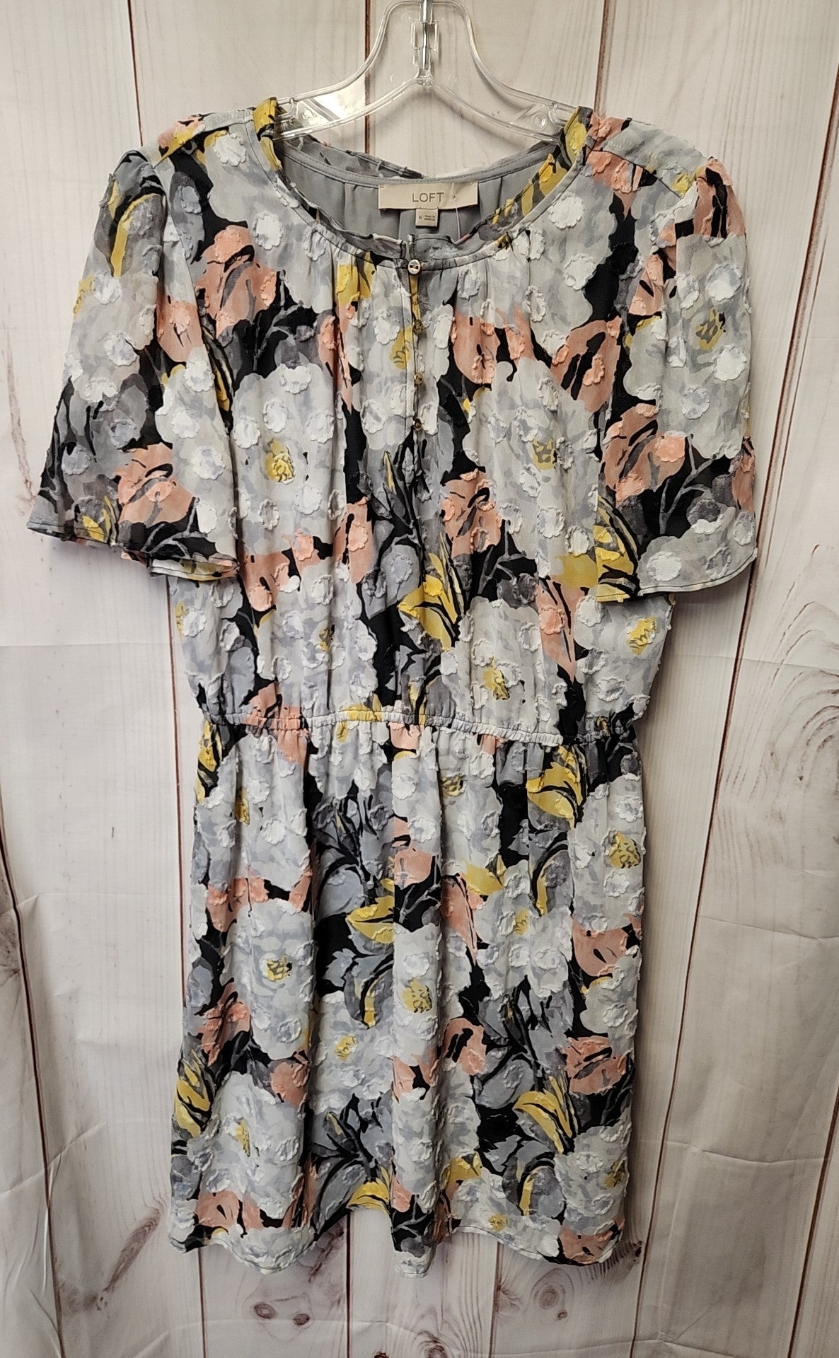Loft Women's Size M Gray Floral Dress