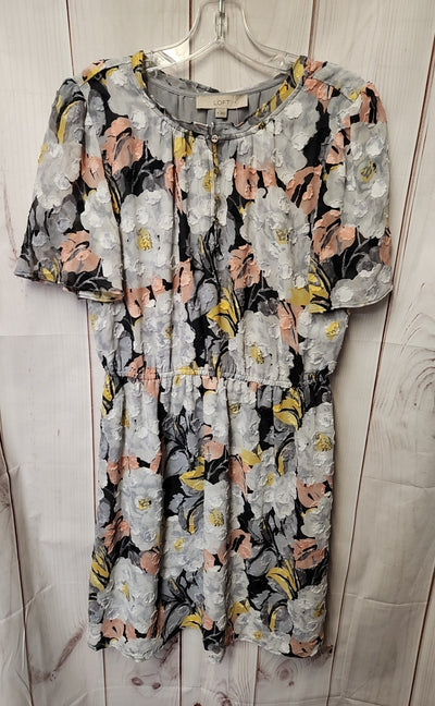 Loft Women's Size M Gray Floral Dress