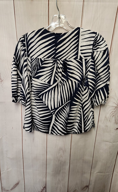 Panama Jack Women's Size S White & Blue Short Sleeve Top