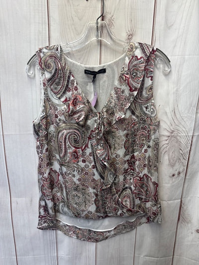 White House Black Market Women's Size 6 White & Pink Sleeveless Top