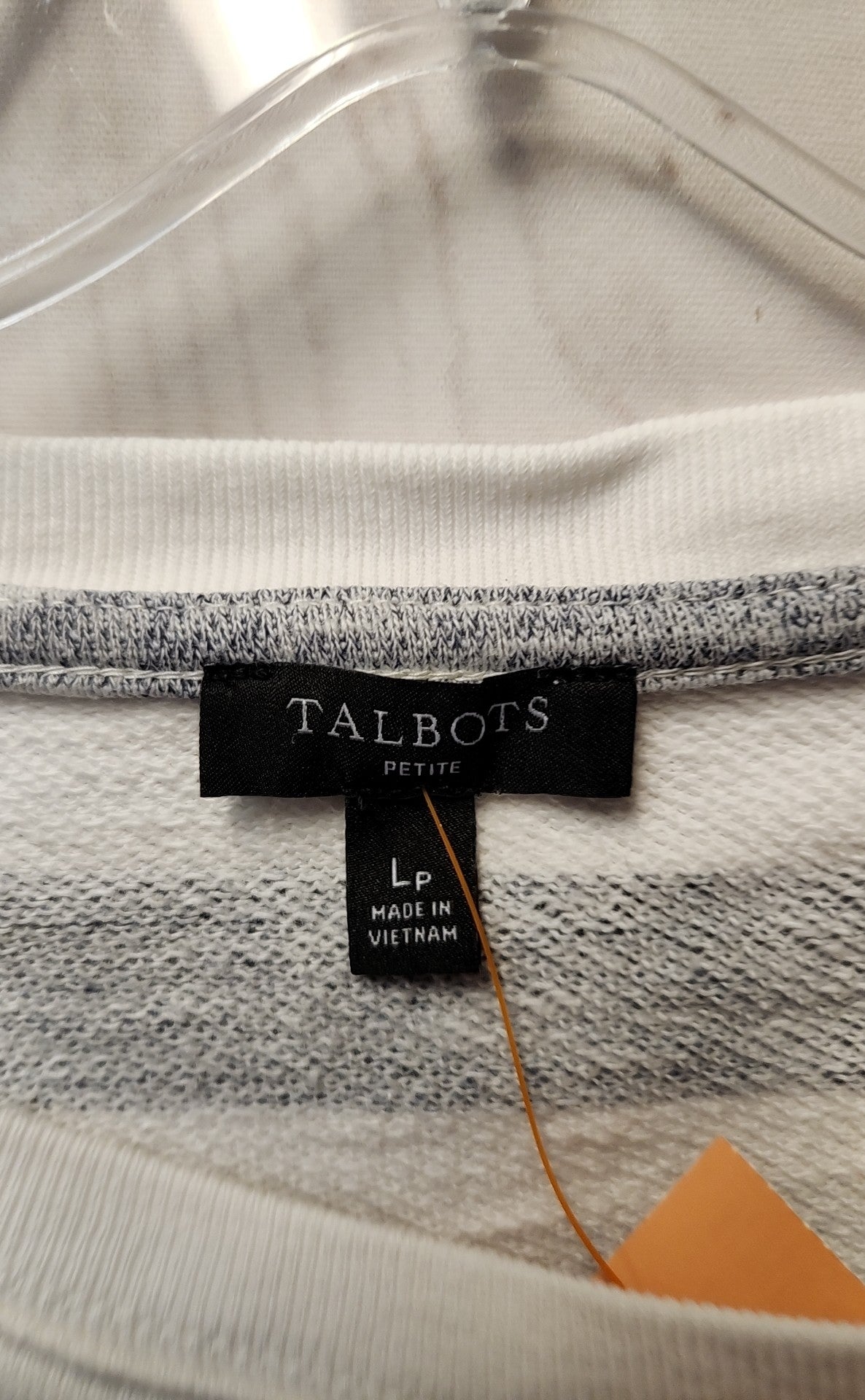Talbots Women's Size L Petite White & Blue Sweatshirt