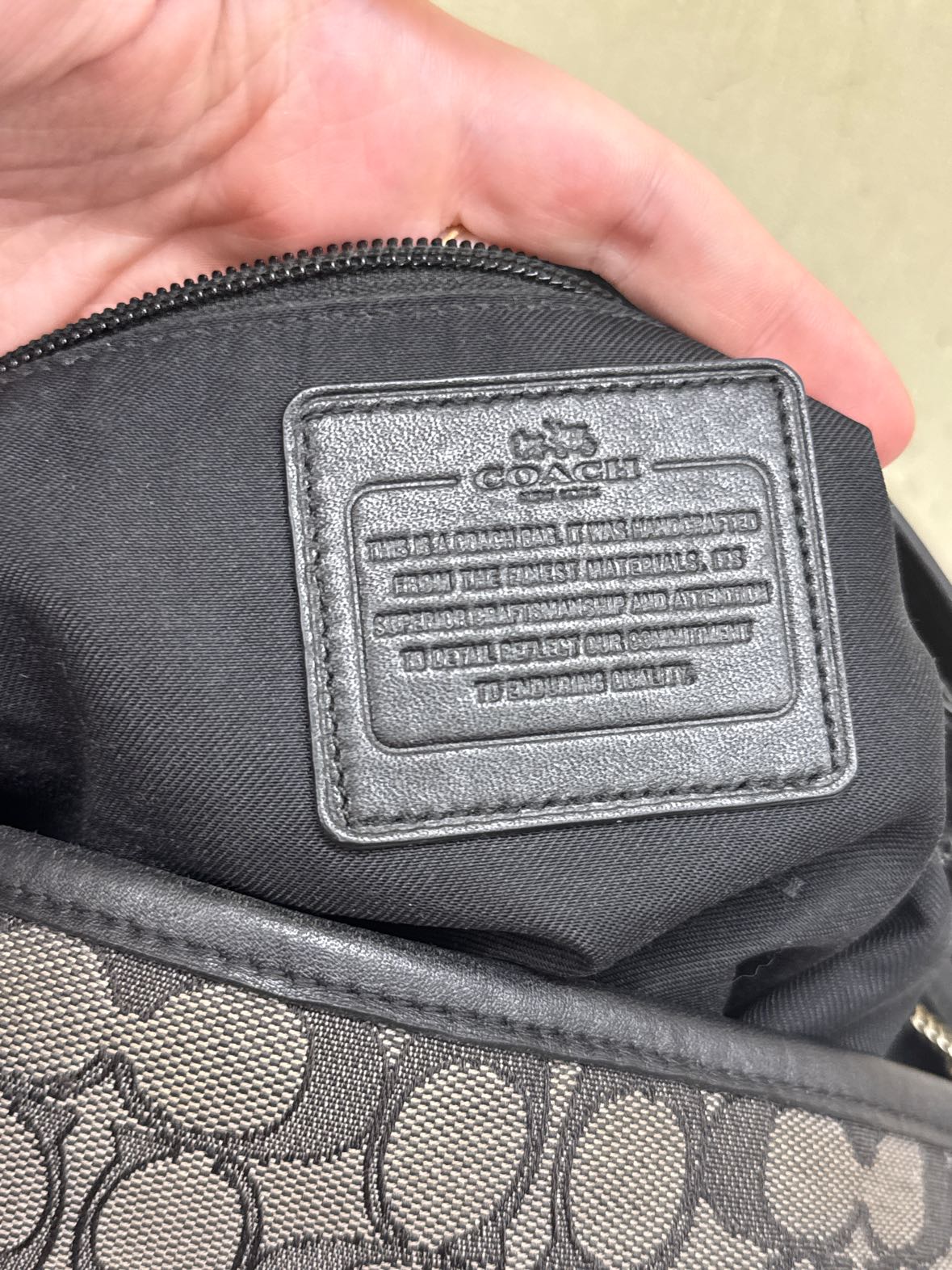 Coach C1593 Signature Logo Canvas Gray Purse Bag