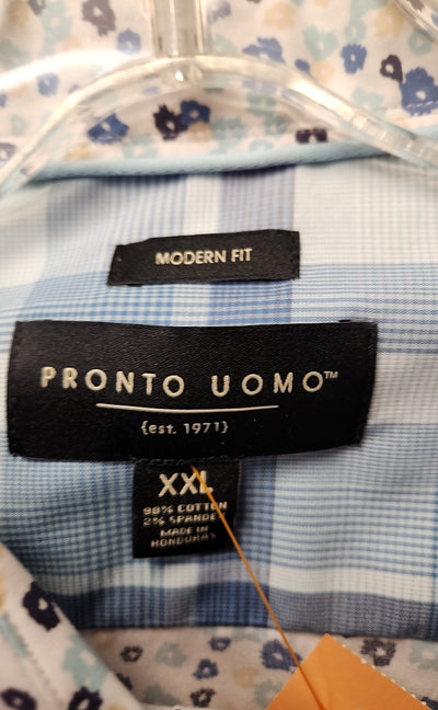 Pronto Uomo Men's Size XXL Blue Floral Shirt