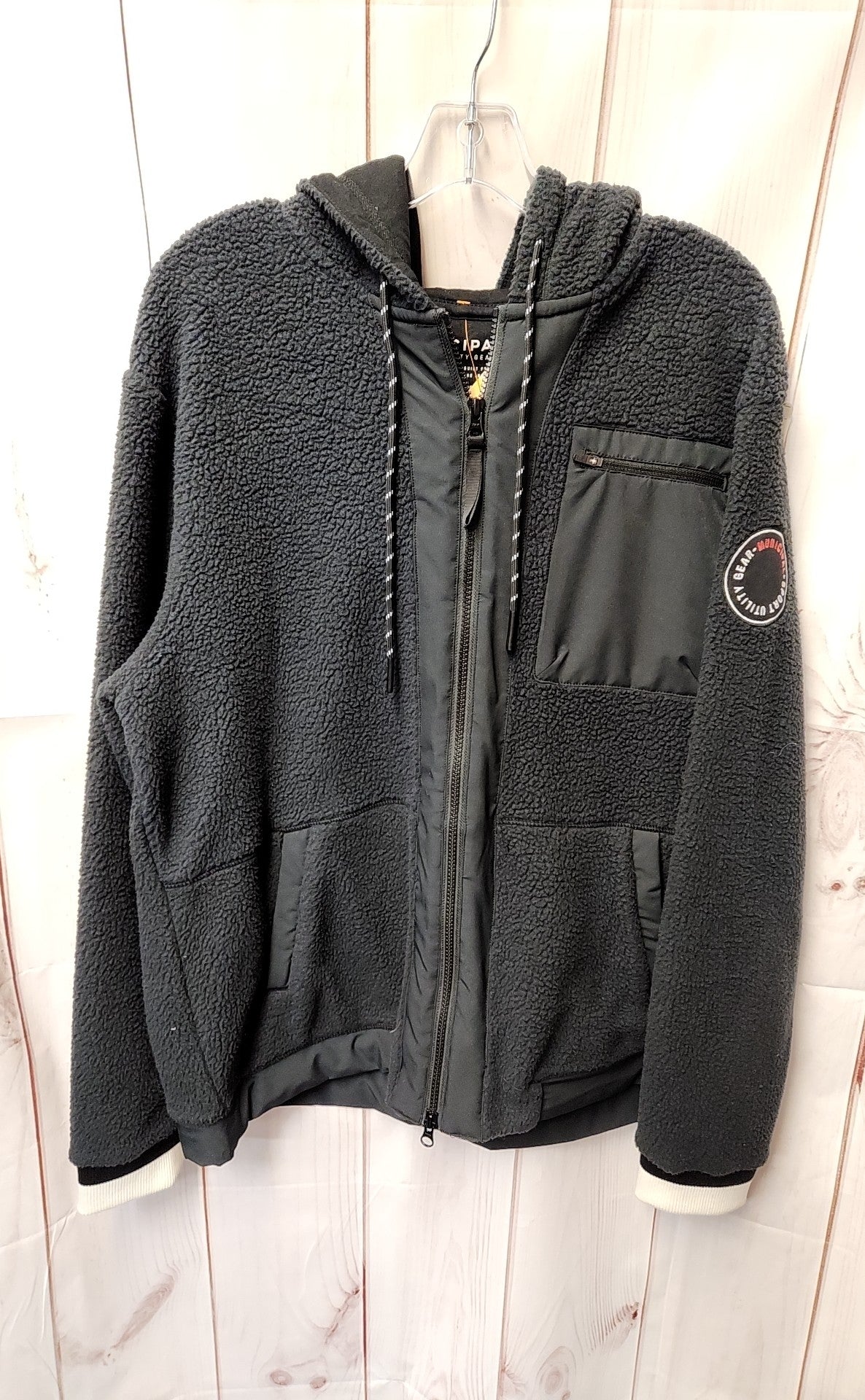 Municipal Sport Utiliy Gear Men's Size L Black Full Zip Hooded Sweatshirt