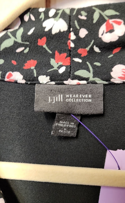 J Jill Women's Size L Petite Black Floral Dress