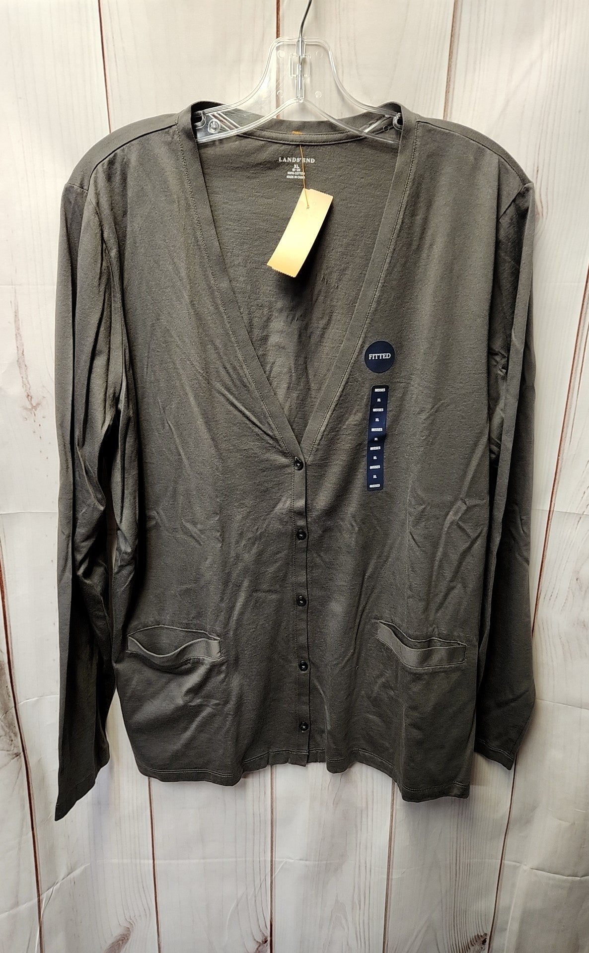 Lands End Women's Size XL Gray Long Sleeve Top