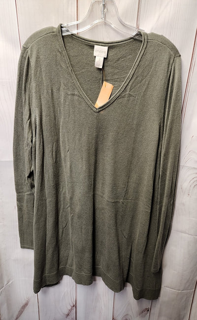Chico's Women's Size 3 = XL Green Sweater