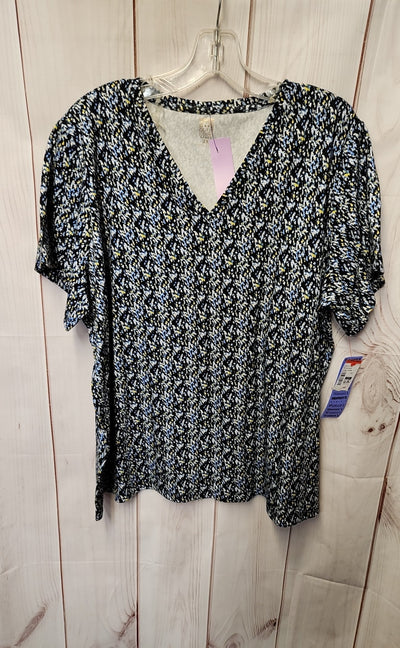 NWT Anne Klein Women's Size 2X Blue Short Sleeve Top