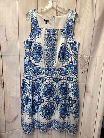 Talbots Women's Size 16 White & Blue Dress