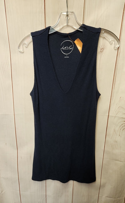 INC Women's Size L Navy Sleeveless Top