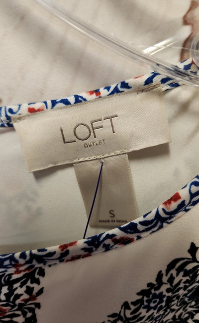 Loft Women's Size S White & Blue Dress