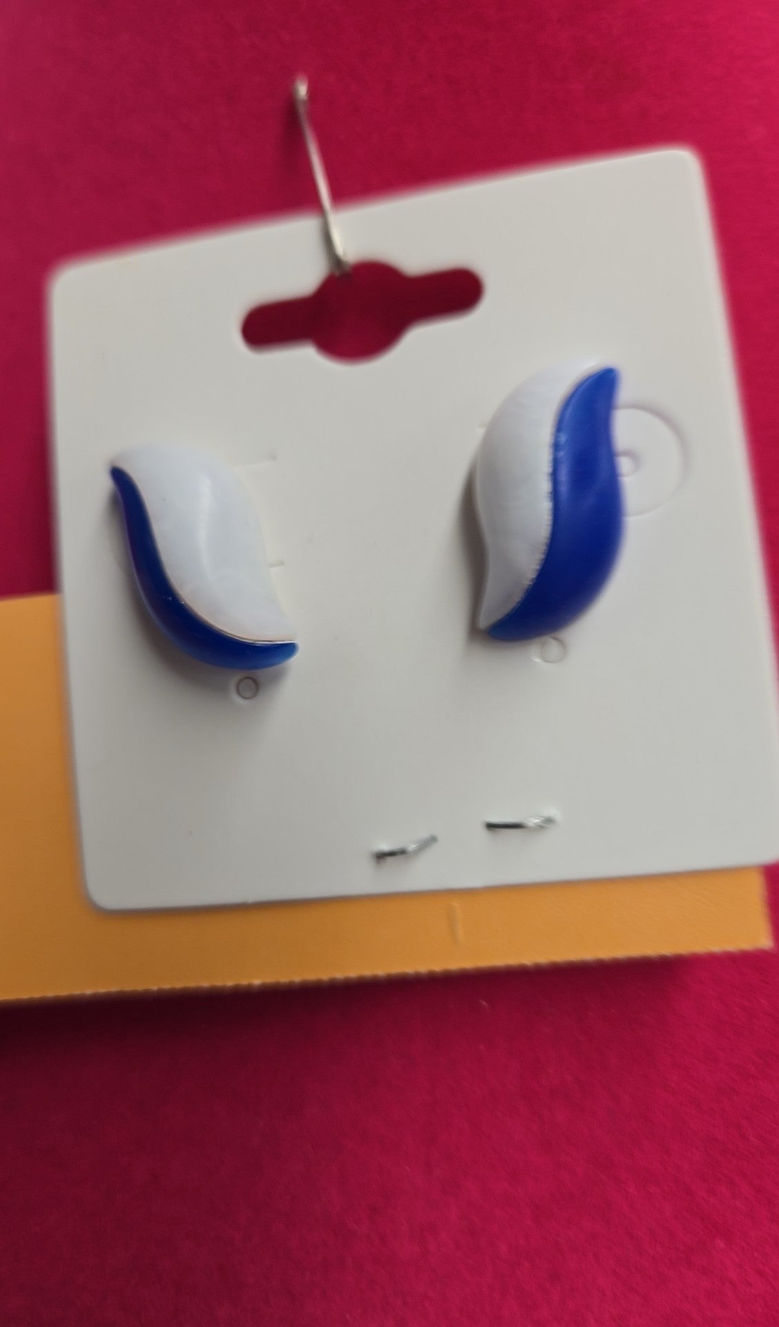 White & Blue Stud Earrings