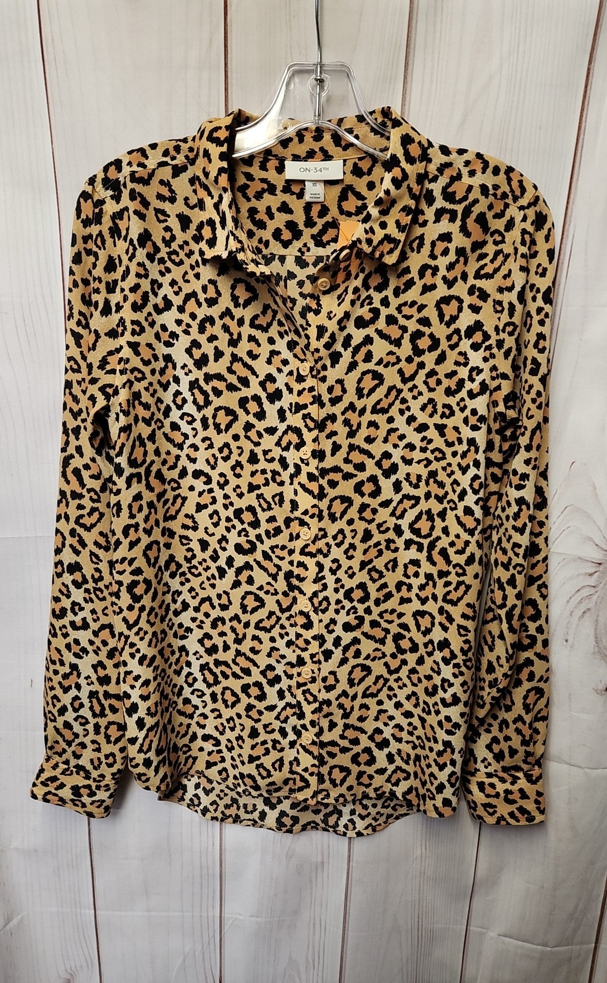 On 34th Women's Size XS Brown Animal Print Long Sleeve Top