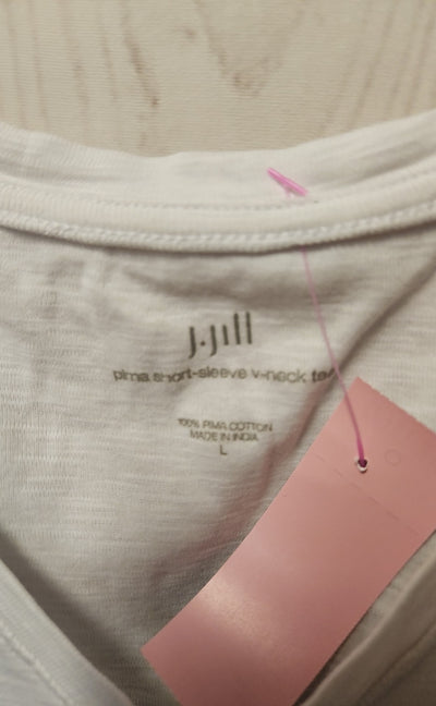 J Jill Women's Size L White Short Sleeve Top