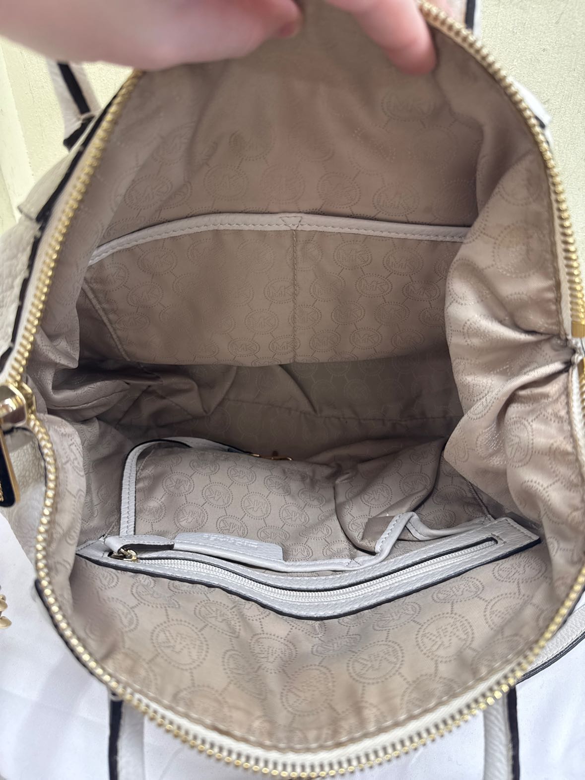 Michael Kors White Leather Purse Bag AS IS - Stains / Wear