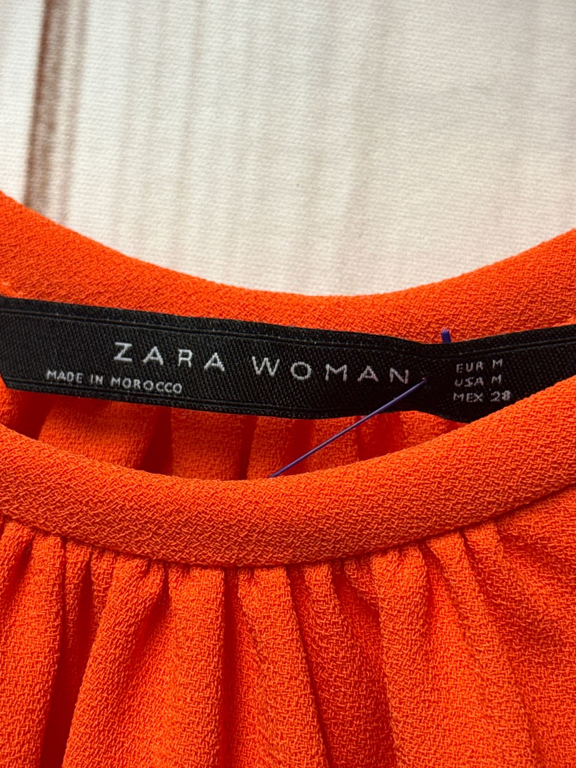 Zara Women's Size M Orange Short Sleeve Top