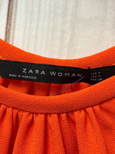 Zara Women's Size M Orange Short Sleeve Top