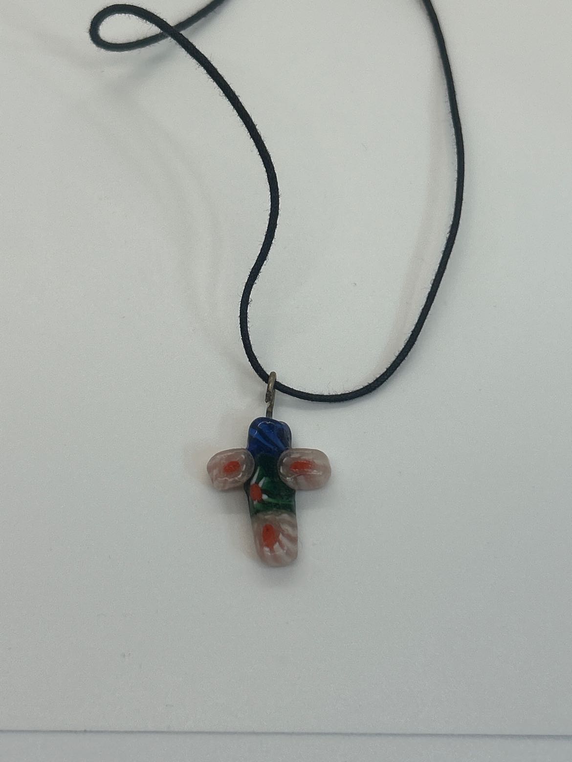 Multi-Color Glass Cross Necklace