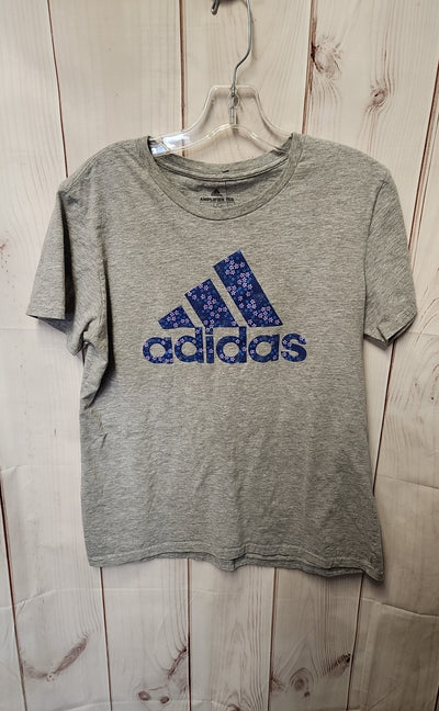 Adidas Women's Size L Gray Floral Short Sleeve Top