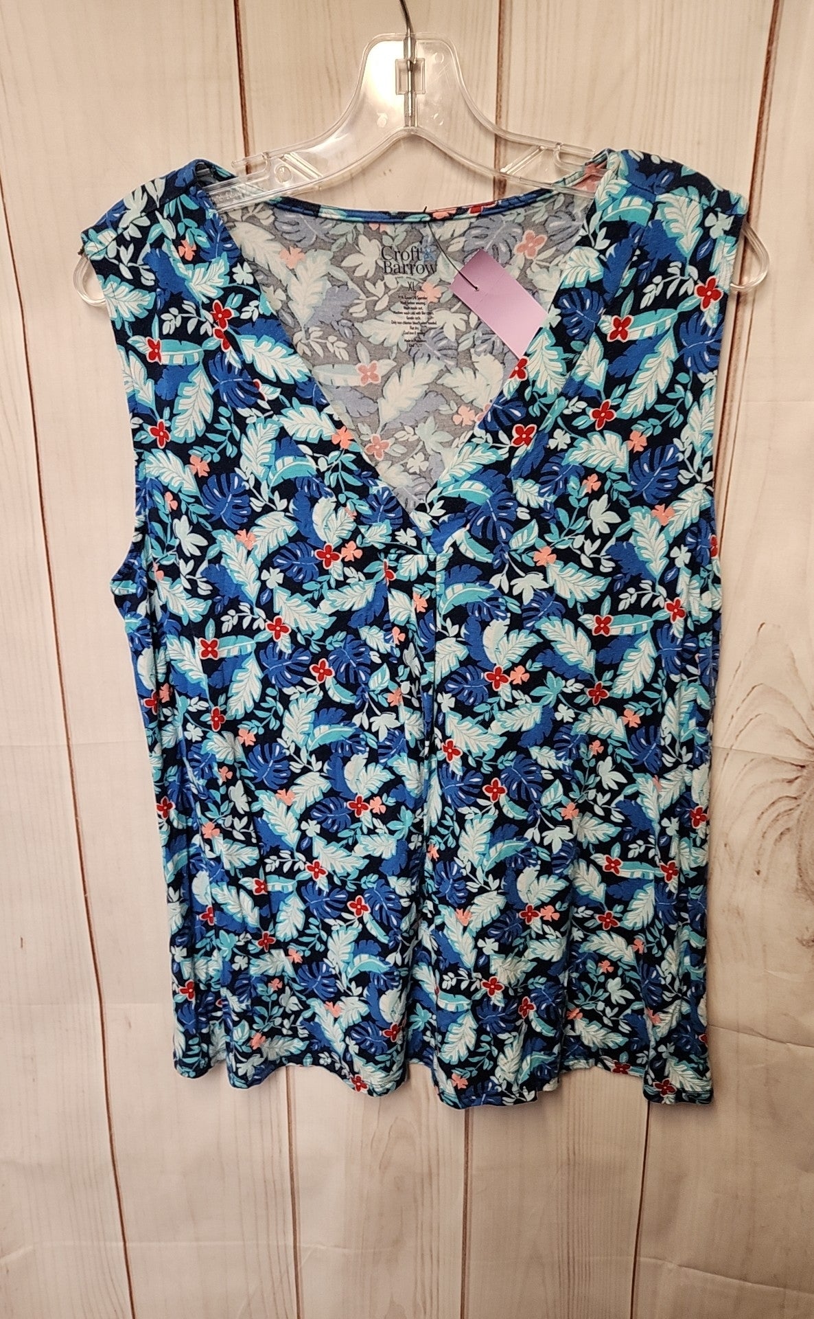 Croft & Barrow Women's Size XL Blue Floral Sleeveless Top