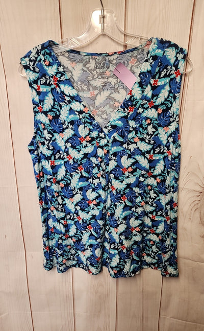 Croft & Barrow Women's Size XL Blue Floral Sleeveless Top