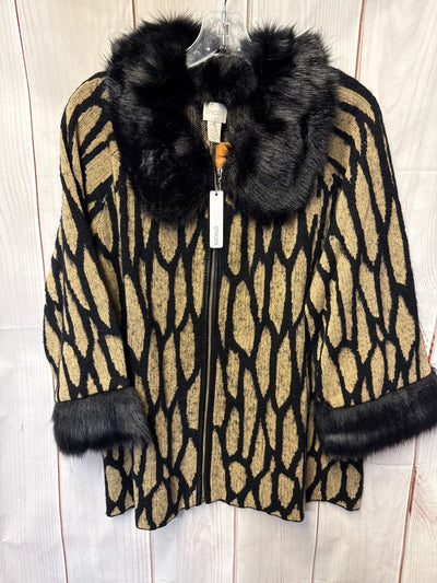 Chico's Women's Size 3 = US XL Black & Brown Jacket with removable collar