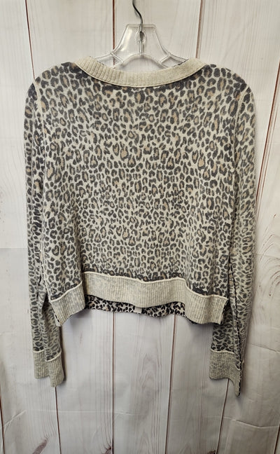Free People Women's Size L Brown Animal Print Cardigan