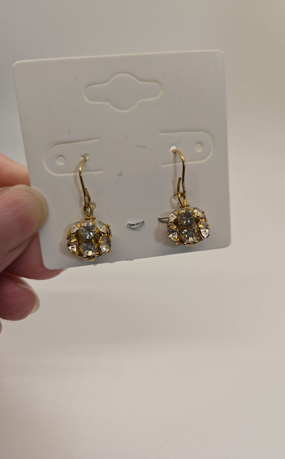 Gold Crystal 14K GF Ball Earrings