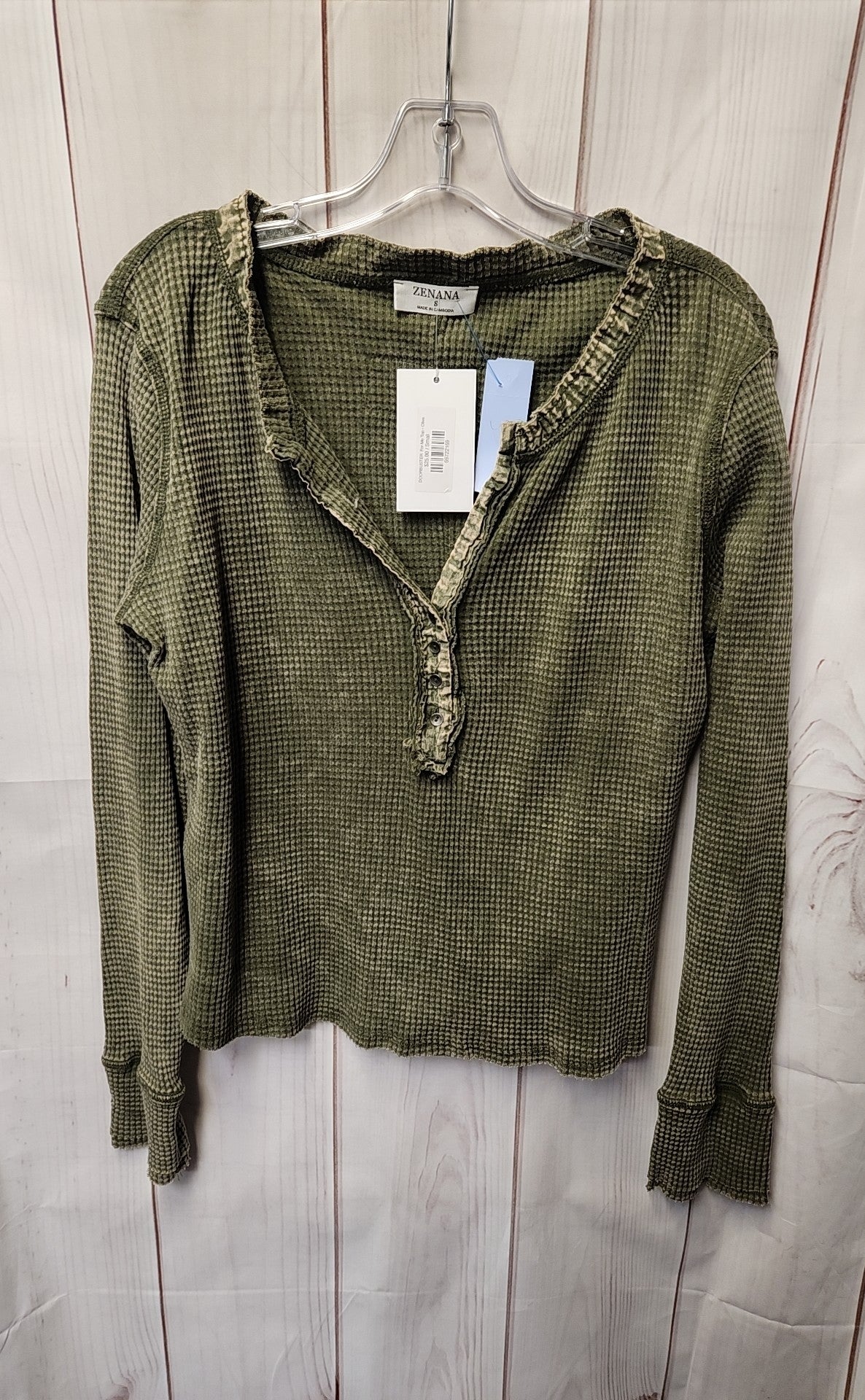 Zenana Women's Size S Green Long Sleeve Top