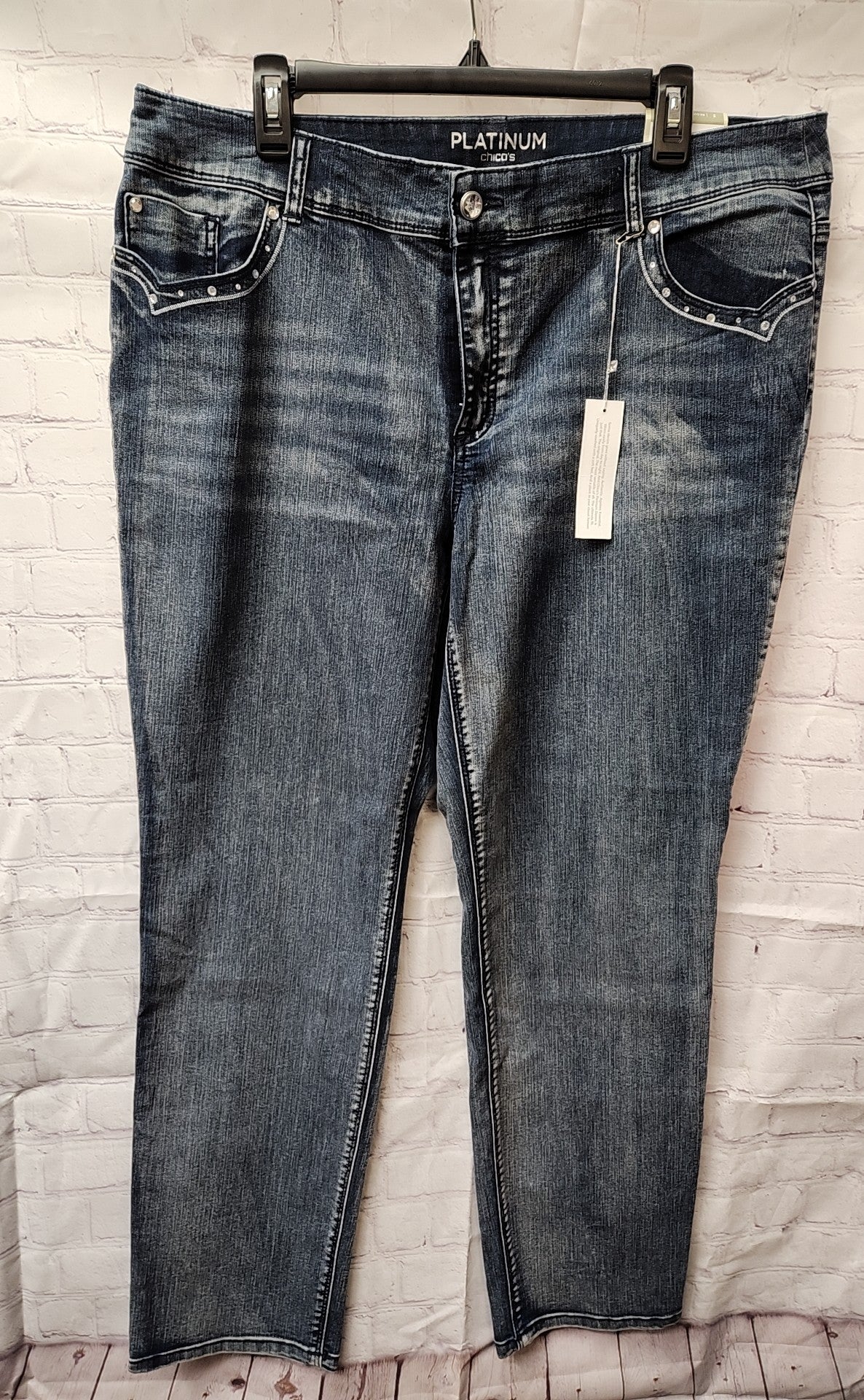 NWT Chico's Women's Size 3 = US 16 Blue Jeans Slim Leg