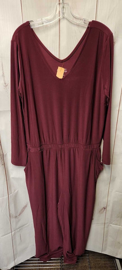 Attitudes by Renee Women's Size L Petite Maroon Jumpsuit