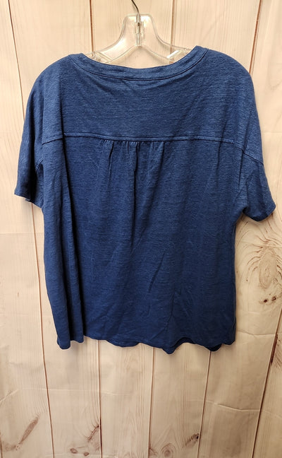 Chico's Women's Size 2 = US L Blue Short Sleeve Top