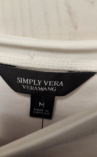 NWT Simply Vera Women's Size M White Short Sleeve Top