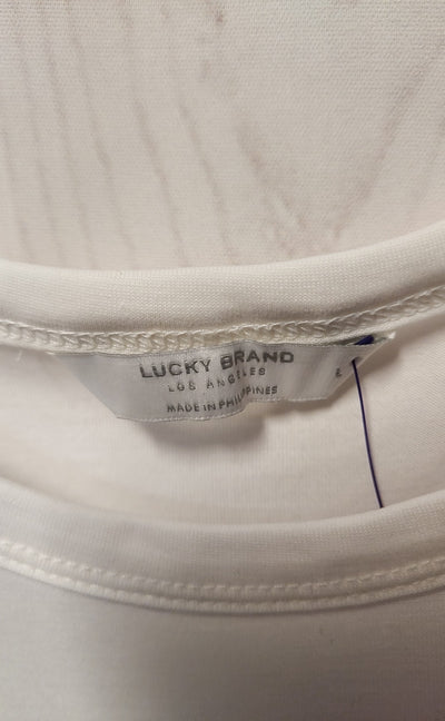 Lucky Brand Women's Size L White Short Sleeve Top