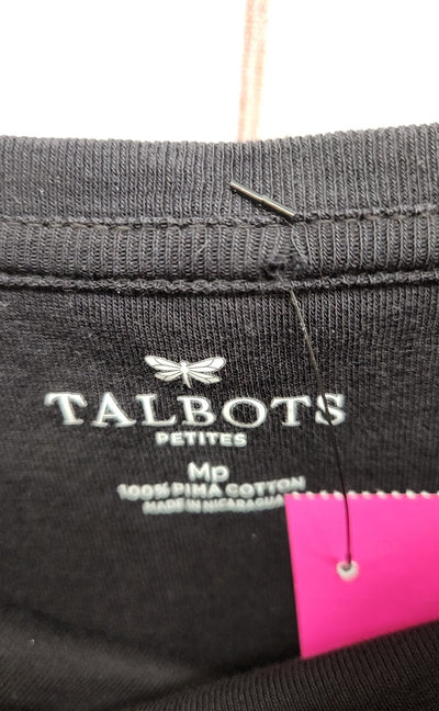 Talbots Women's Size M Petite Black 3/4 Sleeve Top