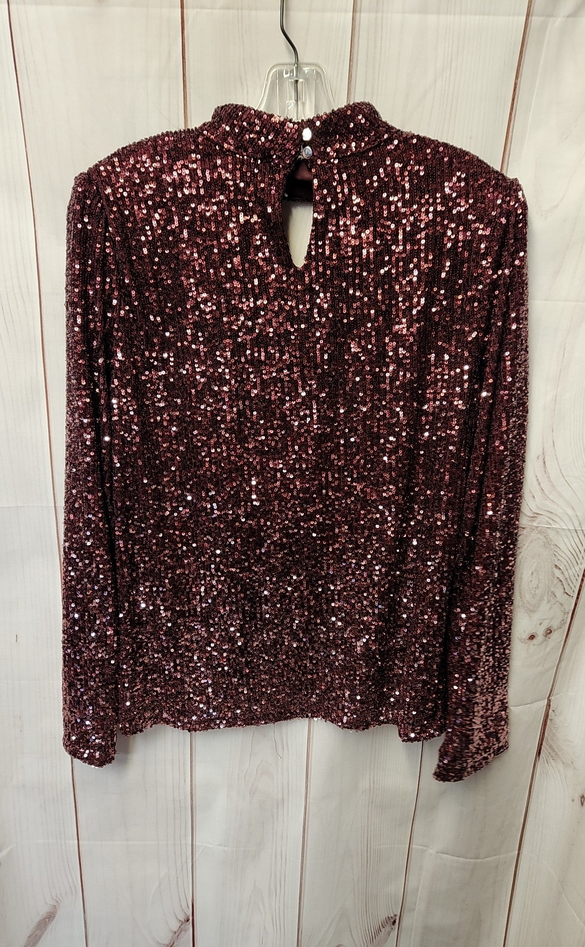 NWT Cable & Gauge Women's Size L Maroon Sequined Long Sleeve Top