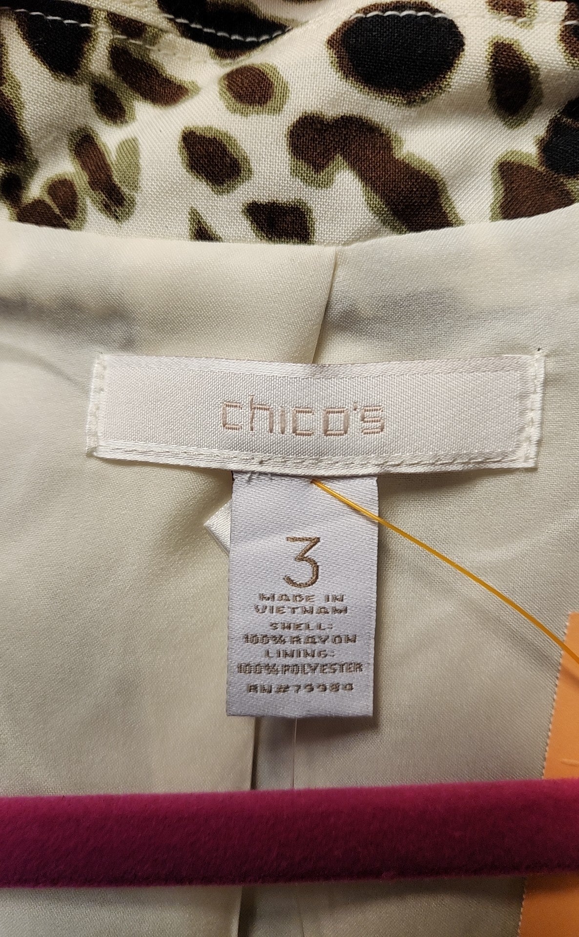 Chico's Women's Size XL White & Black Animal Print Jacket