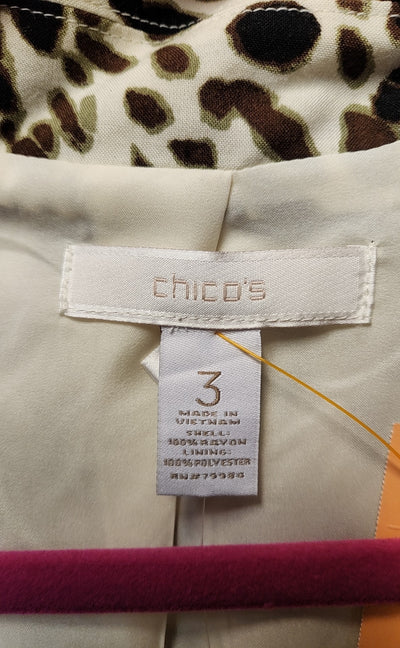 Chico's Women's Size XL White & Black Animal Print Jacket