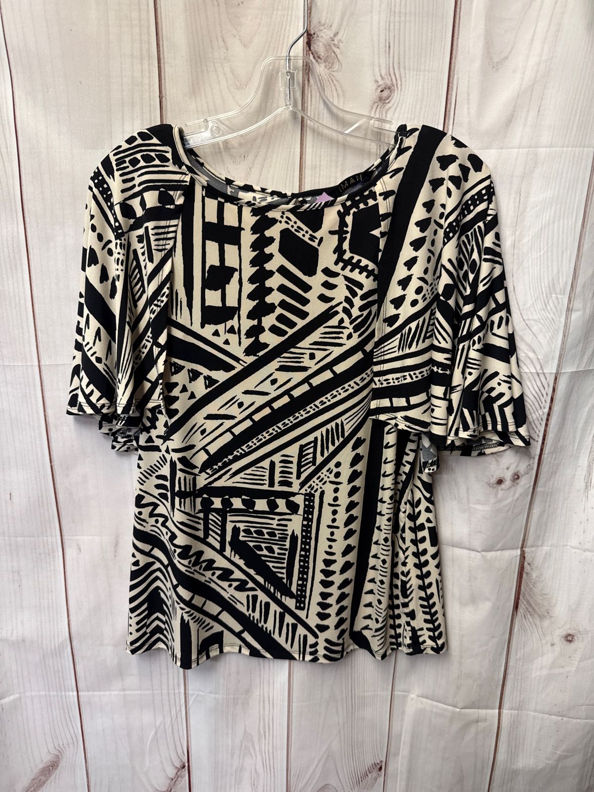 Iman Women's Size S White & Black Short Sleeve Top