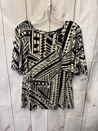 Iman Women's Size S White & Black Short Sleeve Top