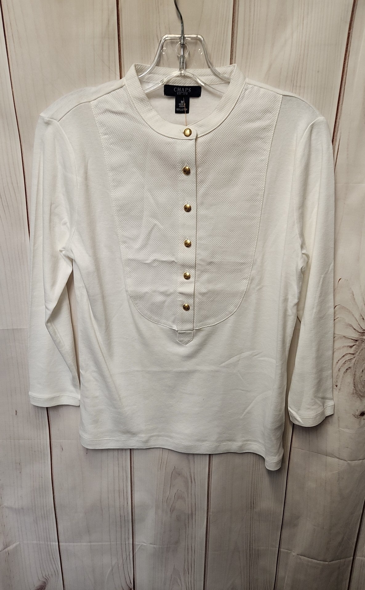 Chaps Women's Size M White 3/4 Sleeve Top